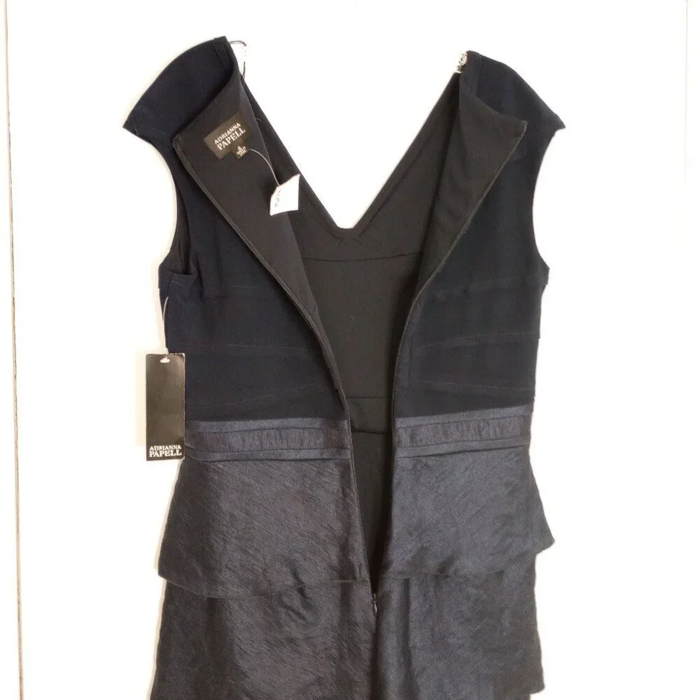 Adrianna Papell Midnight Navy Blue Tiered Ruffle Cocktail Dress - Picture 9 of 11